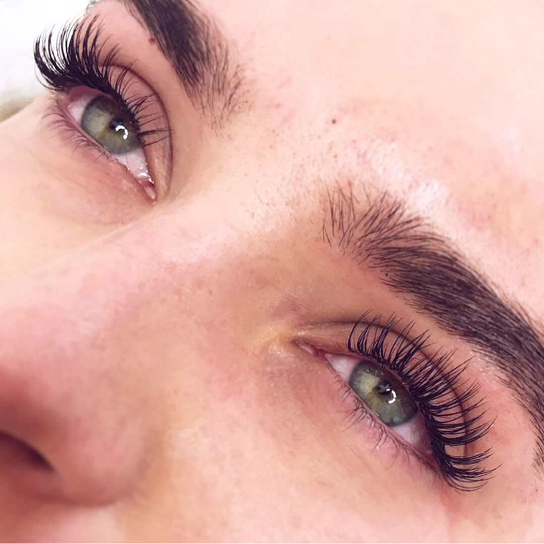 Individual eyelash extensions before and after