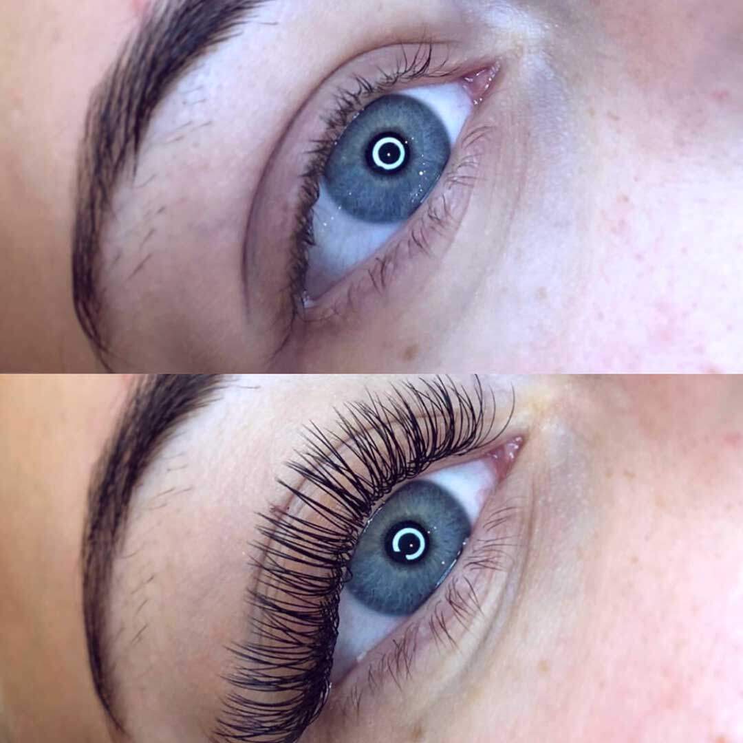 Individual eyelash extensions before and after